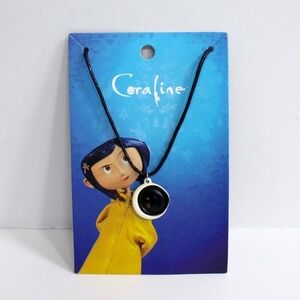Coraline Button Moon Glow in The Dark Cord Necklace